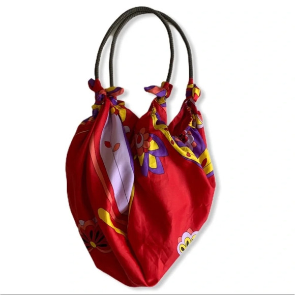 EUC Floral Scarf Hobo Fabric Bag Purse Tote Vintage Y2K EUC - Picture 2 of 6